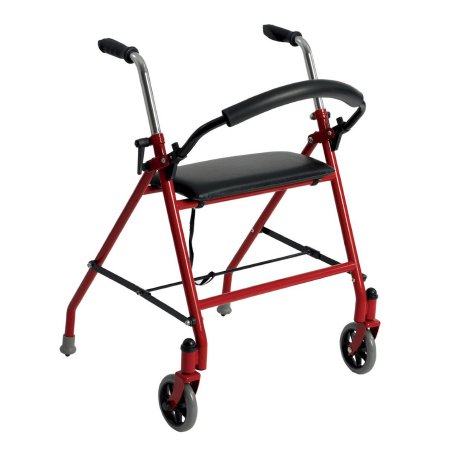 drive - Dual Release Folding Walker with Wheels and Seat Adjustable Height Aluminum Frame 300 lbs. Weight Capacity 29 to 38 Inch Height - 1239RD