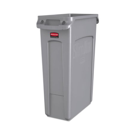 Rubbermaid Slim Jim - Trash Can 23 gal. Rectangular Gray LLDPE Open Top - FG354060GRAY