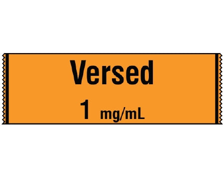 Shamrock Scientific Shamrock Pre-Printed / Write On Label Anesthesia Label Versed / 1 mg / mL Orange 1/2 X 500 Inch - SA-215