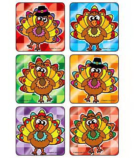Medibadge Kids Love Stickers 75 Per Unit Foil Turkey Characters , Assorted Sticker - F2073P