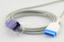 Nellcor Oximax SpO2 Adapter Cable 4mm dia. X 10 Foot, Gray, TPU Jacket, Flat, 11-pin, Dual-Keyed GE Distal Connector, Female 9-Pin D-Sub Purple Proximal Connector For Dash 2500, Dash 3000, Dash 4000, Dash 5000 with Patient Monitor