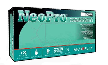 Fisher Scientific NeoPro Exam Glove Medium NonSterile Polychloroprene Standard Cuff Length Textured Fingertips Green Chemo Tested - 191203010C