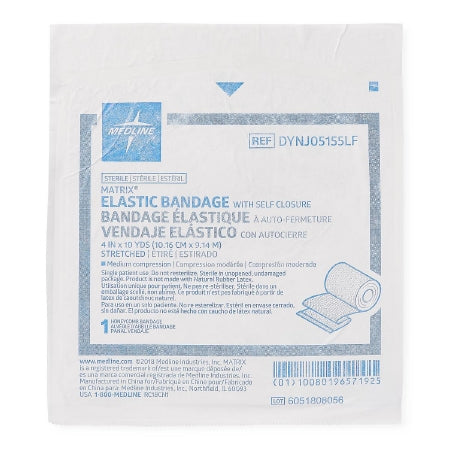 Matrix - Elastic Bandage 4 Inch X 10 Yard Medium Compression Double Hook and Loop Closure Natural Sterile - Medline - DYNJ05155LF
