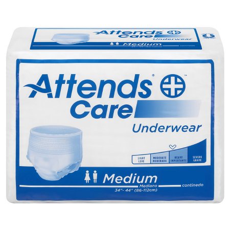 Attends Care - Unisex Adult Absorbent Underwear Pull On with Tear Away Seams Medium Disposable Moderate Absorbency - APV20100