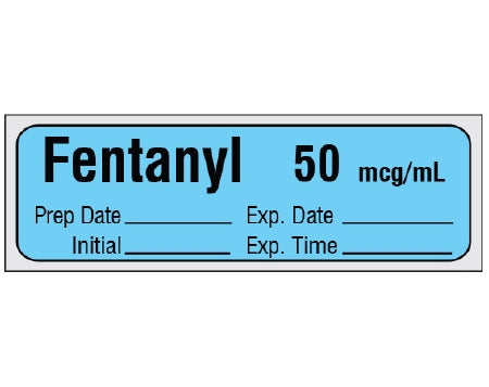 Shamrock Scientific Shamrock Pre-Printed Label Anesthesia Label FENTANYL 50 mcg / mL / Prep Date _____ Exp. Date _____ / Initial _____ Exp. Time _____ Blue 1/2 X 500 Inch - SA-2420-EXP-PRE