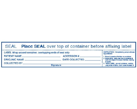 Shamrock Scientific Shamrock Pre-Printed Label Laboratory Use €œSEAL / Place SEAL over top of container before affixing label / LABEL Wrap around container, overlapping ends of seal strip?%XE2%X80? White 1-1/2 X 8 Inch - STR-50