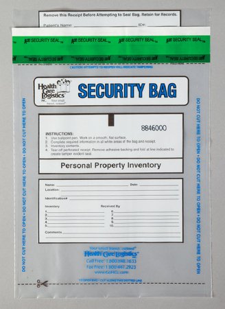 Health Care Logistics - Patient Belongings Bag 9 X 12 Inch Polyethylene Tamper Evident Tape Closure Clear - 11312
