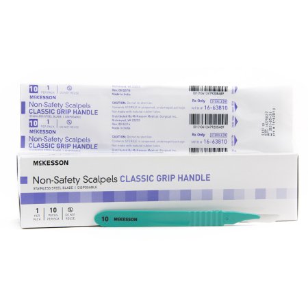 McKesson - Scalpel No. 10 Stainless Steel / Plastic Classic Grip Handle Sterile Disposable - 16-63810