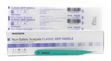 McKesson McKesson Scalpel NonSafety Size 11 Stainless Steel / Plastic Classic Grip Handle Sterile Disposable - 16-63811