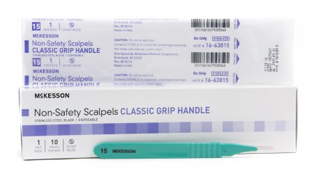 McKesson McKesson Scalpel NonSafety Size 15 Stainless Steel / Plastic Classic Grip Handle Sterile Disposable - 16-63815