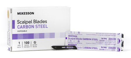 McKesson McKesson Surgical Blade Carbon Steel Size 10 Sterile Disposable Individually Wrapped - 1632