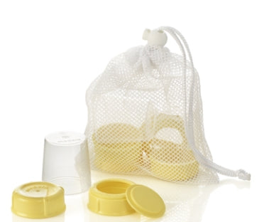 Medela Breast Milk Bottle Spare Parts  1- Mesh Bag, 3- Travel Caps, 3- Collars, Discs And Solid Lids - 87165