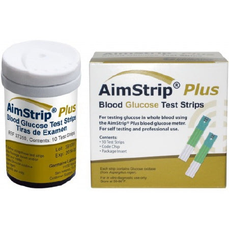 AimStrip Plus - Blood Glucose Test Strips 50 Strips per Box For Blood Glucose Meter - 37350
