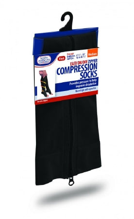 Jobar International North American Health and Wellness Compression Socks Knee High Medium Black Open Toe - JB6963M-BLK