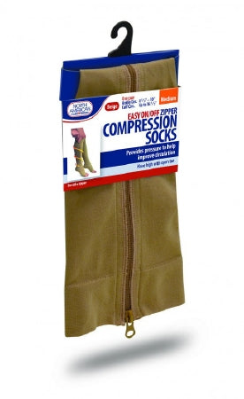 Jobar International North American Health and Wellness Compression Socks Knee High Medium Beige Open Toe - JB6963M-BGE