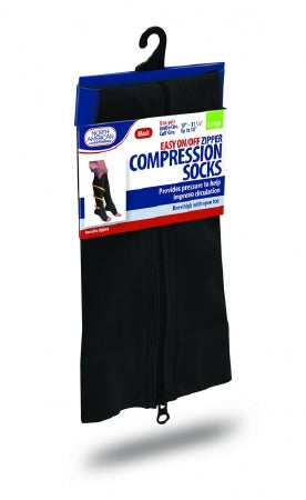 Jobar International North American Health and Wellness Compression Socks Knee High Large Black Open Toe - JB6963L-BLK
