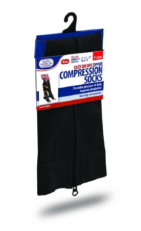 Jobar International North American Health and Wellness Compression Socks Knee High X-Large Black Open Toe - JB6963XL-BLK