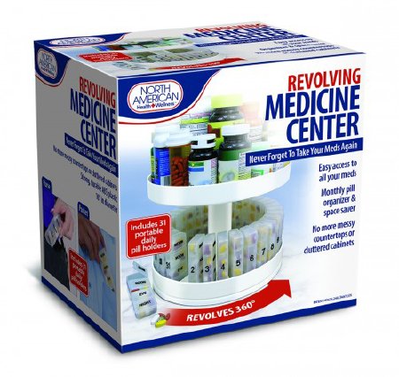 Jobar International Revolving Medicine Center Pill Organizer 31 Day 4 Dose - JB6300