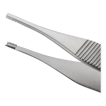 Centurion - Tissue Forceps Adson-Brown 4-3/4 Inch Length Floor Grade Stainless Steel Sterile NonLocking Thumb Handle Straight 8 X 8 Teeth - Medline - 66455