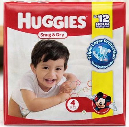 Kimberly Clark Huggies Snug & Dry Baby Diaper Tab Closure Size 4 Disposable Heavy Absorbency - 10518