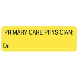 Tabbies Pre-Printed Label Communication Fill In PRIMARY CARE PHYSICIAN: DR.___ Fluorescent Chartreuse 1 X 3 Inch - AP2220
