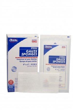 Dukal Dukal Gauze Sponge Cotton 12-Ply 4 X 8 Inch Rectangle Sterile - 6842