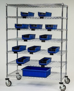 Lakeside Manufacturing Catheter Procedure Cart 24 X 48 X 78 Inch 9 Shelves Blue Bin - R244872CPBC-B