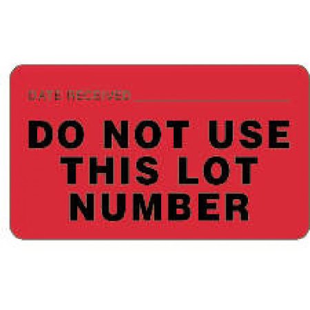 Precision Dynamics - Pre-Printed / Write On Label Advisory Label Red Paper Date Received Do Not Use This Lot Number Black Quality Control Label 1-3/4 X 3 Inch - 59704155