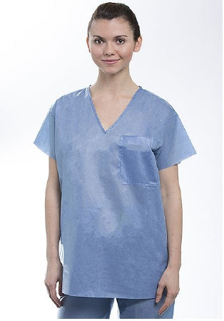 Valumax International ValuMax Easy Breathe Scrub Shirt Medium Ceil Blue 1 Pocket Short Sleeves Unisex - 3520V-CBM