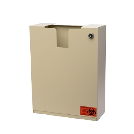 Post Medical - Sharps Container Wall Mount Enclosure Almond, Steel, Non-sterile, Reusable, Key Lock - 750-L