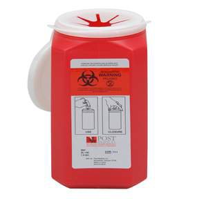 Leaktight - Sharps Container 1.5 Quart Red Base / White Lid Vertical Entry Snap On Lid - SL150