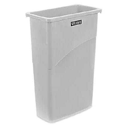 ULINE - Trash Can 23 gal. Rectangular Gray LLDPE Open Top - H-5148GR