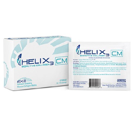 HELIX3-CM - Collagen Dressing Without Border Type 1 Native Bovine Collagen 2 X 2 Inch 10 Count - H40221