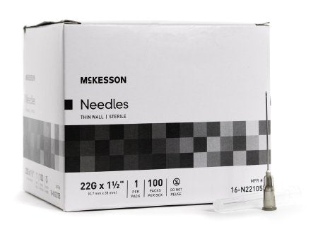 McKesson McKesson Hypodermic Needle Without Safety 22 Gauge 1-1/2 Inch - 16-N22105