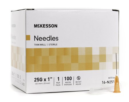 McKesson McKesson Hypodermic Needle Without Safety 25 Gauge 1 Inch - 16-N251