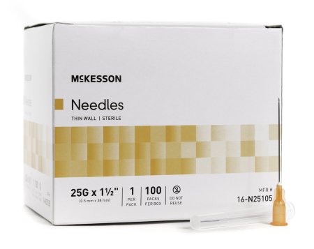 McKesson McKesson Hypodermic Needle Without Safety 25 Gauge 1-1/2 Inch - 16-N25105