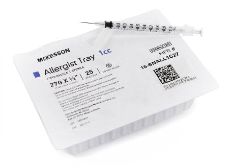 McKesson McKesson Allergy Tray 1 mL 27 Gauge 1/2 Inch Attached Needle Without Safety - 16-SNALL1C27