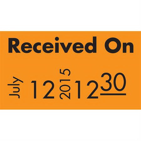 Market Lab Inc Pre-Printed Label Advisory Label RECEIVED ON / JULY, 12, 2015, 12,30 Fluorescent Orange - 6606-OR