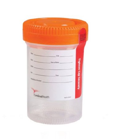 Cardinal - Specimen Container 48 mm Opening 90 mL (3 oz.) Screw Cap Patient Information Sterile - CHB13902