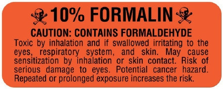 PDC - Drug Label Anesthesia Label 10% Formalin Red 7/8 X 2-1/4 Inch - ULCL275