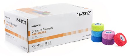 McKesson McKesson Cohesive Bandage 1 Inch X 5 Yard Standard Compression Self-adherent Closure Purple / Pink / Green / Light Blue / Royal Blue / Red NonSterile - 16-4201