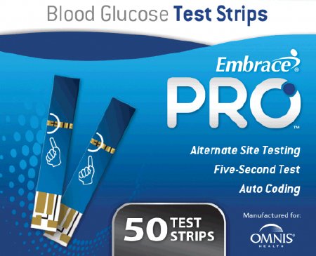 Omnis Health Embrace Blood Glucose Test Strips 50 Test Strips per Box - ALL02AM0202