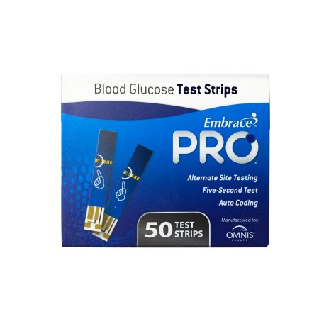 Embrace - Blood Glucose Test Strips 50 Strips per Box sample size , 0.5 Microliter For Blood Glucose System - ALL02AM0202
