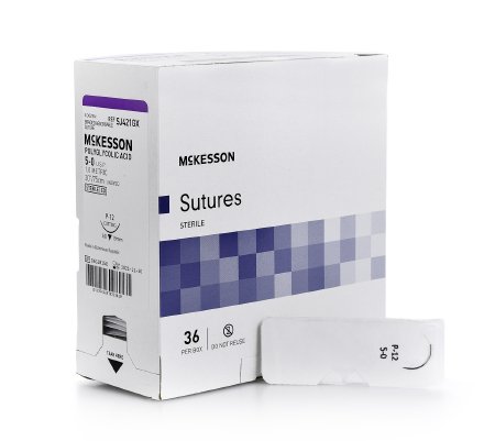 McKesson McKesson Suture with Needle Absorbable Uncoated Braided Polyglycolic Acid Suture Size 5-0 30 Inch Suture 1-Needle 19 mm Length 3/8 Circle Reverse Cutting Needle - SJ421GX