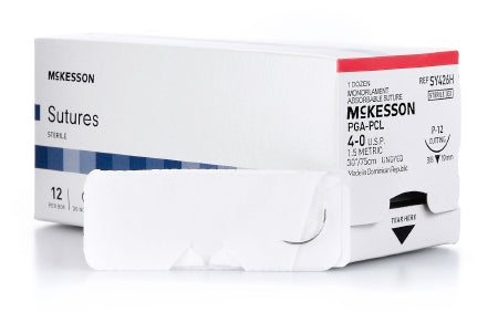 McKesson McKesson Suture with Needle Absorbable Uncoated Monofilament Polyglycolic Acid / PCL Size 4-0 30 Inch Suture 1-Needle 19 mm Length 3/8 Circle - SY426H