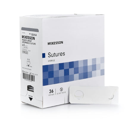 McKesson - Suture with Needle Absorbable Uncoated Clear Suture Monofilament Size 4 - 0 18 Inch Suture 1-Needle 13 mm Length 3/8 Circle Reverse Cutting Needle - SZ494G