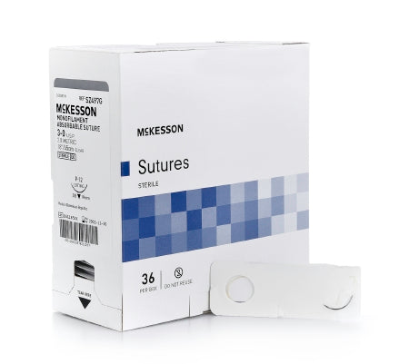 McKesson McKesson Suture with Needle Absorbable Uncoated Monofilament Size 3-0 18 Inch Suture 1-Needle 19 mm Length 3/8 Circle Reverse Cutting Needle - SZ497G