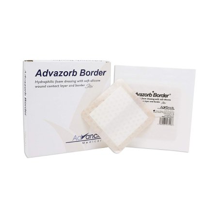 Advazorb Border - Silicone Foam Dressing 6 X 6 Inch Square Silicone Adhesive with Border Sterile - CR4193
