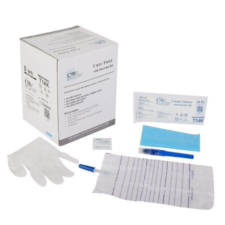 Cure Twist - Intermittent Catheter Kit Female / Straight Tip 14 Fr. Without Balloon - T14K
