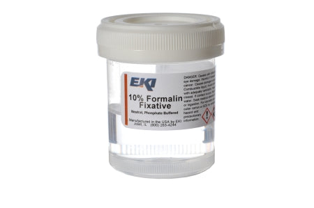 Ek Industries Inc Prefilled Formalin Container Polypropylene Screw Cap 30 mL Fill in 60 mL (2 oz.) NonSterile - 24499-100X60ML